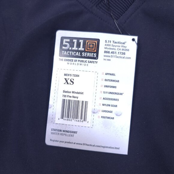 5.11 Tactical Shirt Men XS Fire Navy Station Windshirt Pullover Water Repellent - Picture 6 of 6